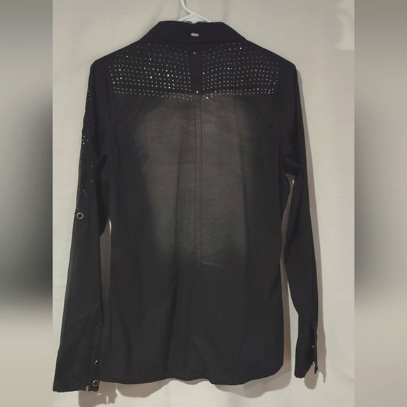 Roar Western Glitz Long Sleeve Button Up Embroidered Black Sz large NWT - Picture 2 of 13